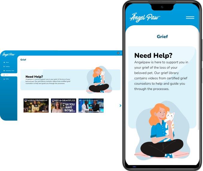 Bibliothèque de soutien au deuil dans l’application AngelPaw